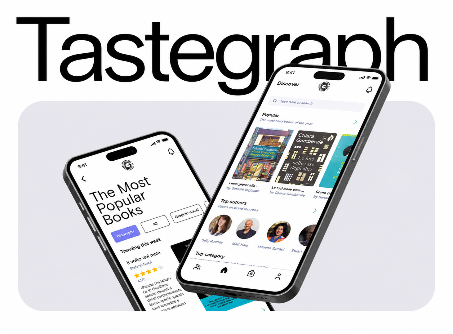 Tastegraph app — Discover and The Most Popular Books screens